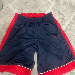 Nike Blue and Red Athletic Shorts with Elastic Waistband